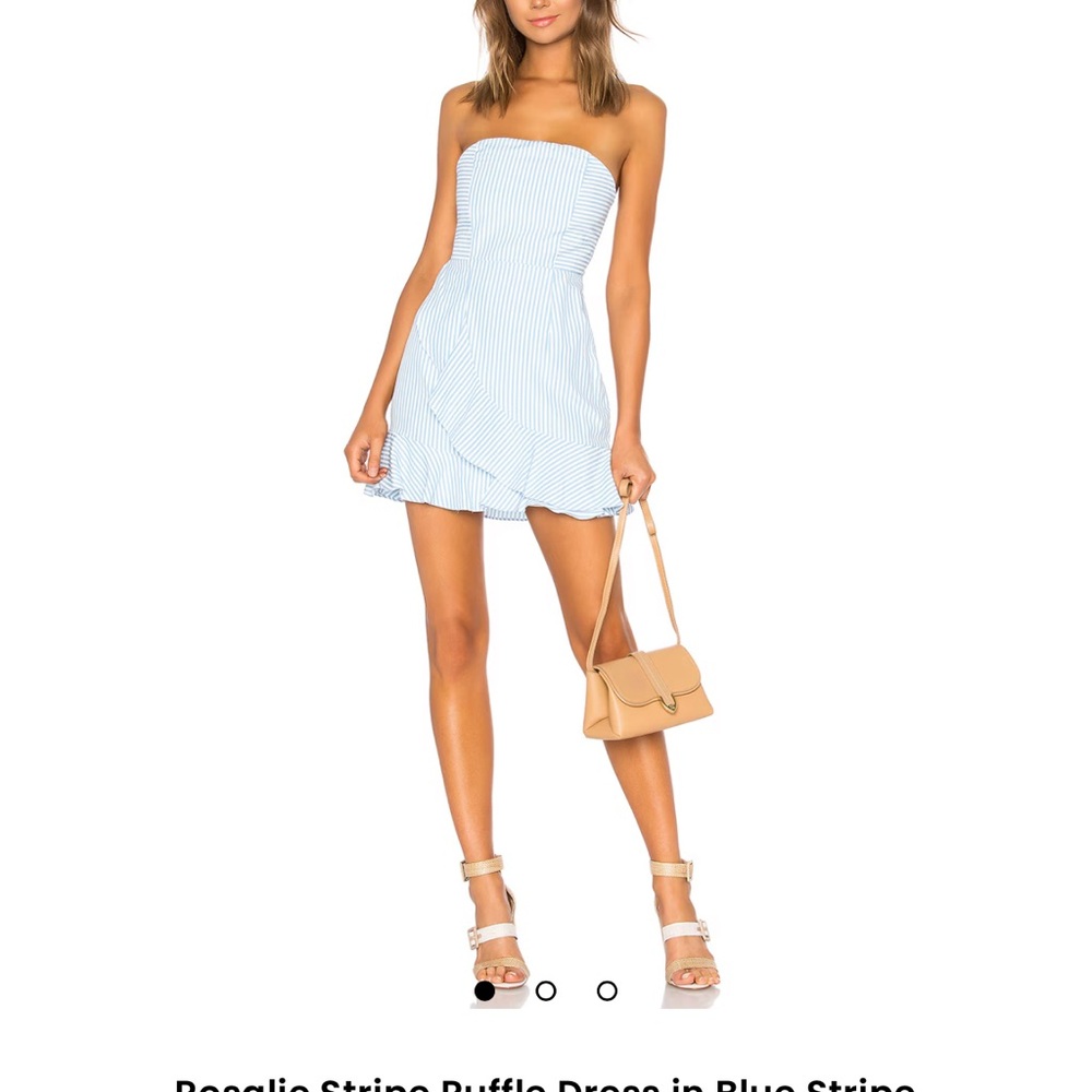 REVOLVE Strapless Blue and White Dress